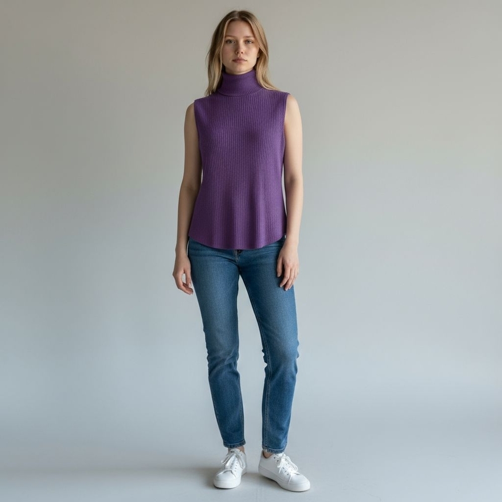 Chico's Sleeveless Purple Turtleneck Sweater for Women (3)